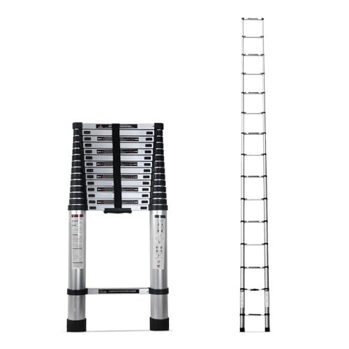 Corvids 3.2m (10.5 feet) Portable & Compact Aluminum Telescopic Ladder | 2-Year Warranty | EN131 Certified 11-Steps Foldable Multipurpose Step Ladder for Home & Outdoor use