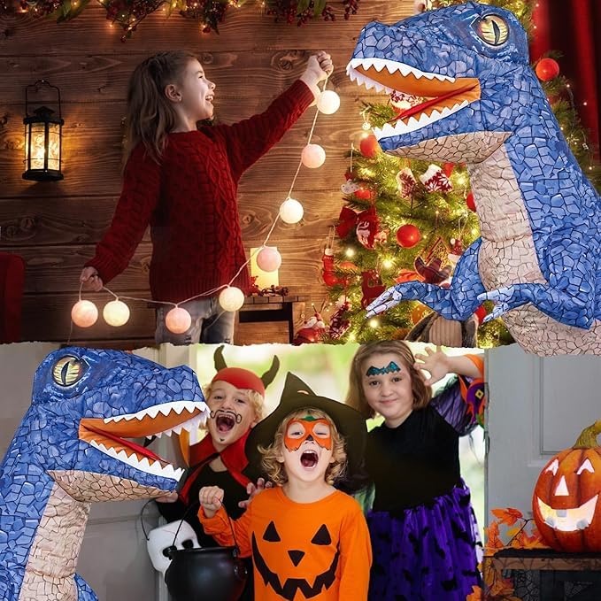 nino's 3ft Inflatable Dinosaur RC Toy for Kids, Electric Dinosaur Toy with 360°Rotation, Rechargeable T-Rex RC Walking for Boys & Girls, Christmas Birthday Gifts for Kids Age 6-12 Years (Green)