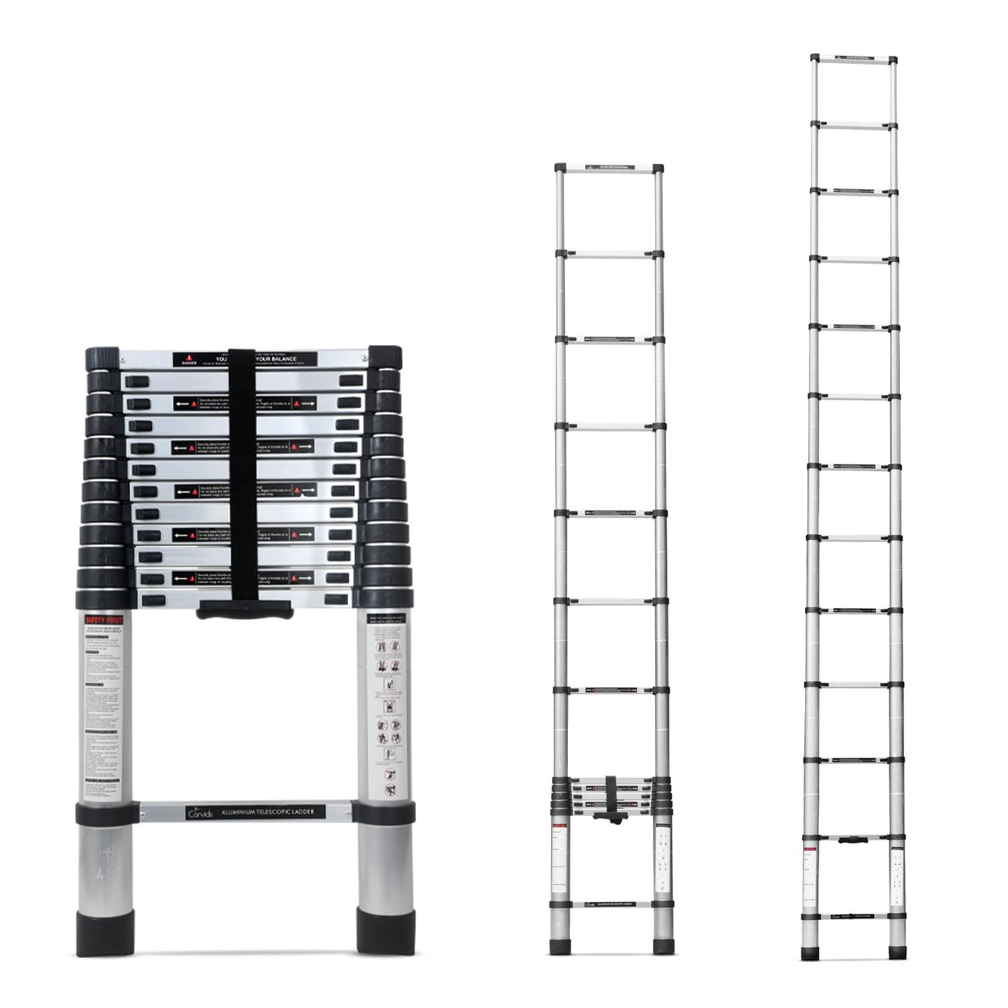 Corvids 3.2m (10.5 feet) Portable & Compact Aluminum Telescopic Ladder | 2-Year Warranty | EN131 Certified 11-Steps Foldable Multipurpose Step Ladder for Home & Outdoor use