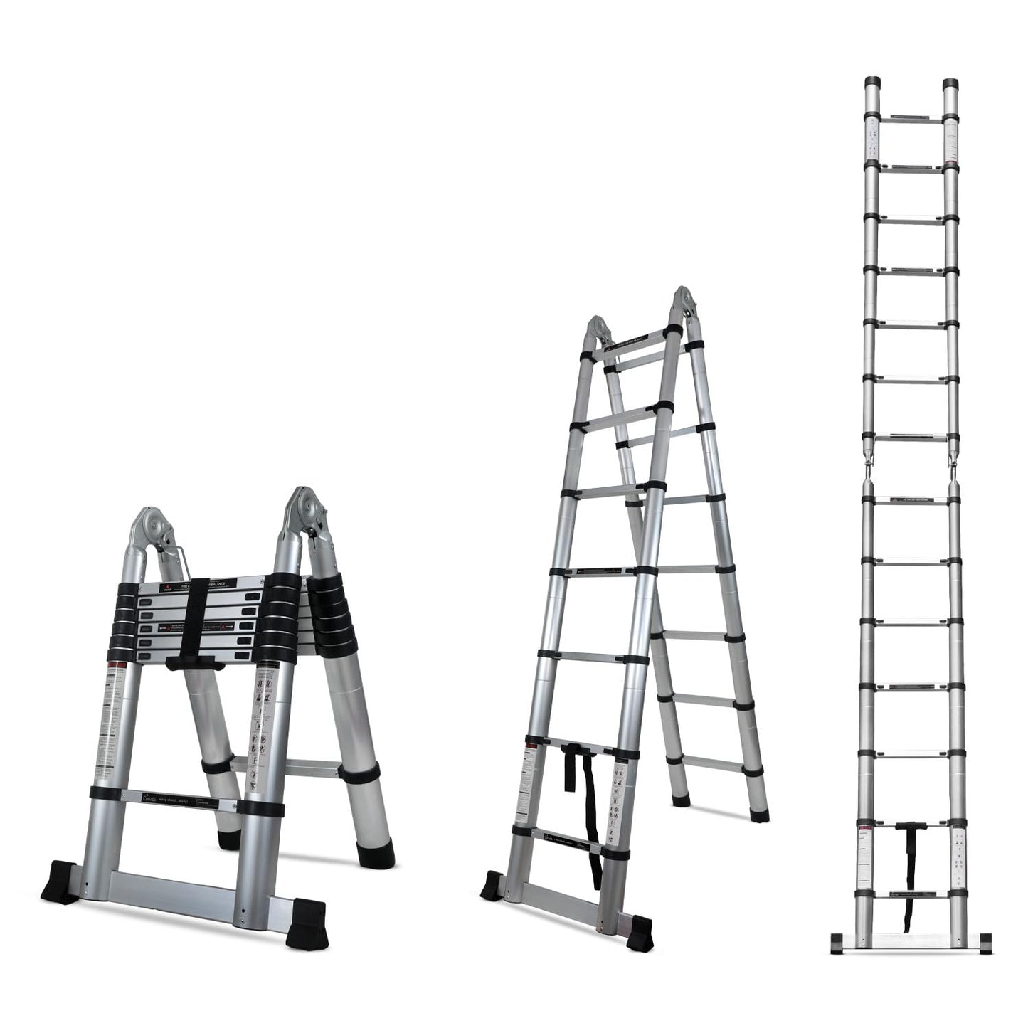 Corvids 3.2m (10.5 feet) Portable & Compact Aluminum Telescopic Ladder | 2-Year Warranty | EN131 Certified 11-Steps Foldable Multipurpose Step Ladder for Home & Outdoor use