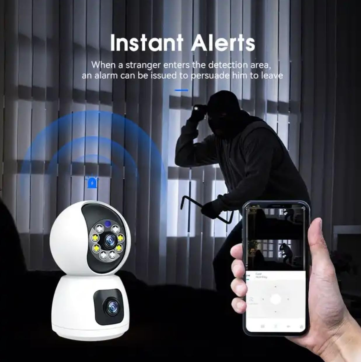 FINICKY-WORLD Dual Lens WiFi IP 360° Camera 1920 X 2160 Full HD 4mp AI (Upgraded) CCTV Night Vision Motion Sensor Two-Way Audio Micro SD Card Support Upto 128GB Monitor Nanny Security Indoor White
