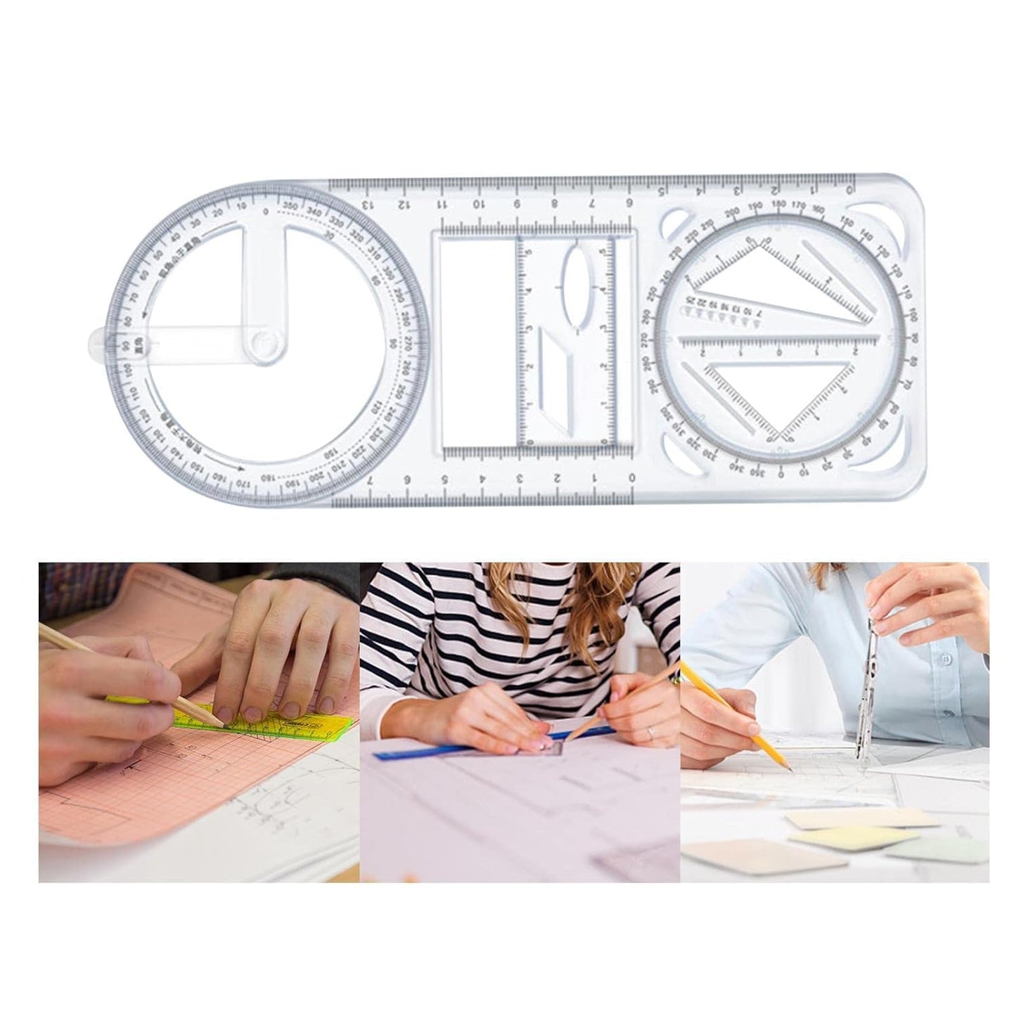 Jashgop Multifunctional Geometric Ruler Mathematics Drawing Template for Woodworking Style A | 1 Multifunctional Geometric Ruler.