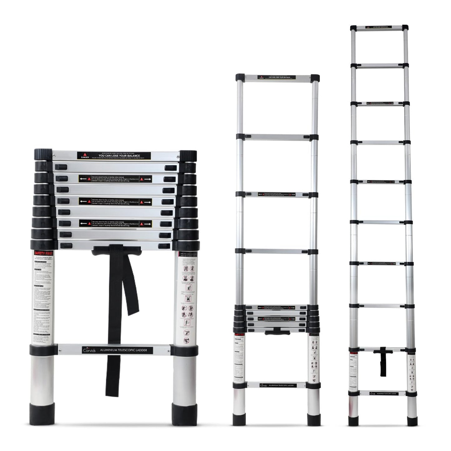 Corvids 3.2m (10.5 feet) Portable & Compact Aluminum Telescopic Ladder | 2-Year Warranty | EN131 Certified 11-Steps Foldable Multipurpose Step Ladder for Home & Outdoor use