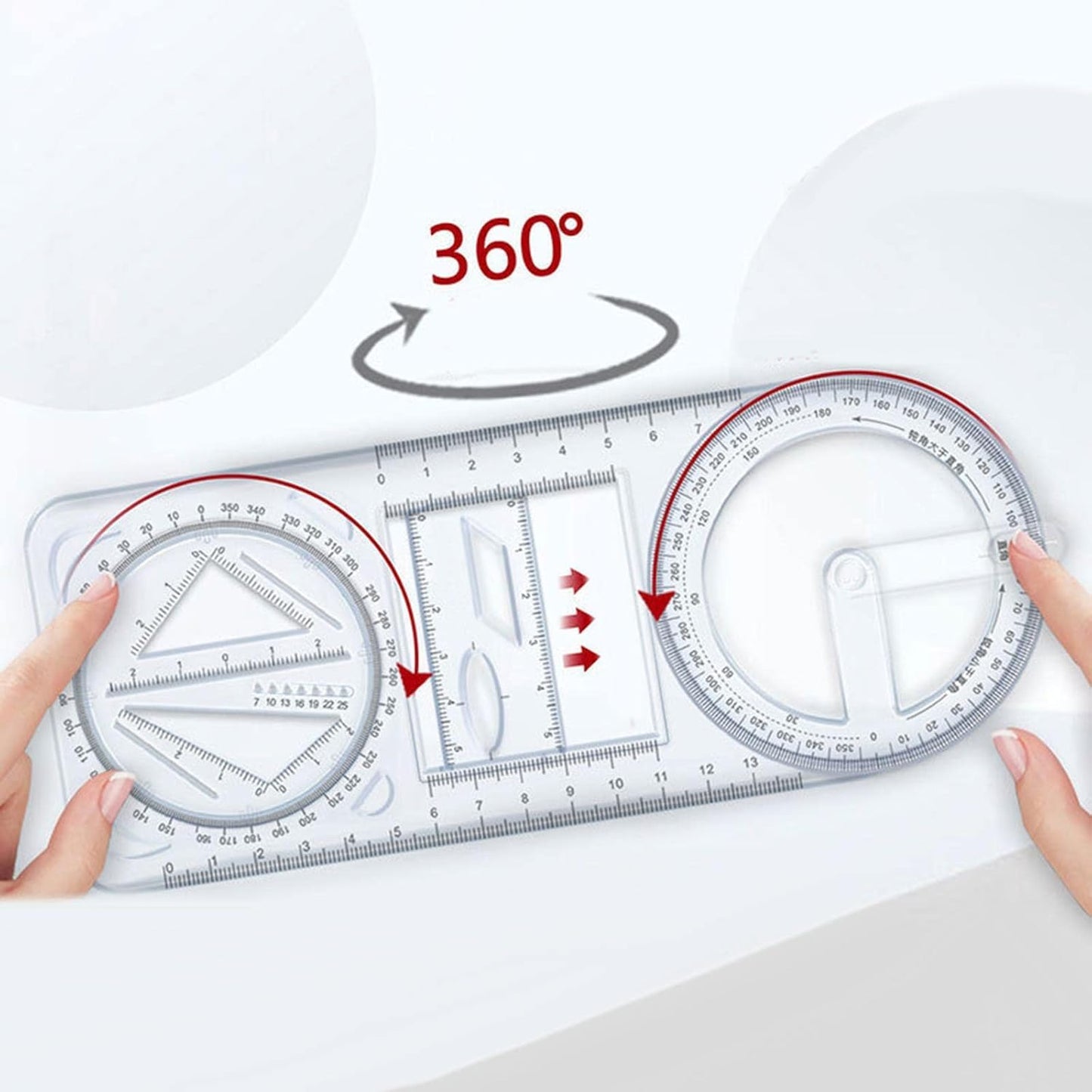 Jashgop Multifunctional Geometric Ruler Mathematics Drawing Template for Woodworking Style A | 1 Multifunctional Geometric Ruler.