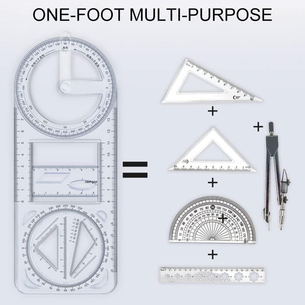 Jashgop Multifunctional Geometric Ruler Mathematics Drawing Template for Woodworking Style A | 1 Multifunctional Geometric Ruler.