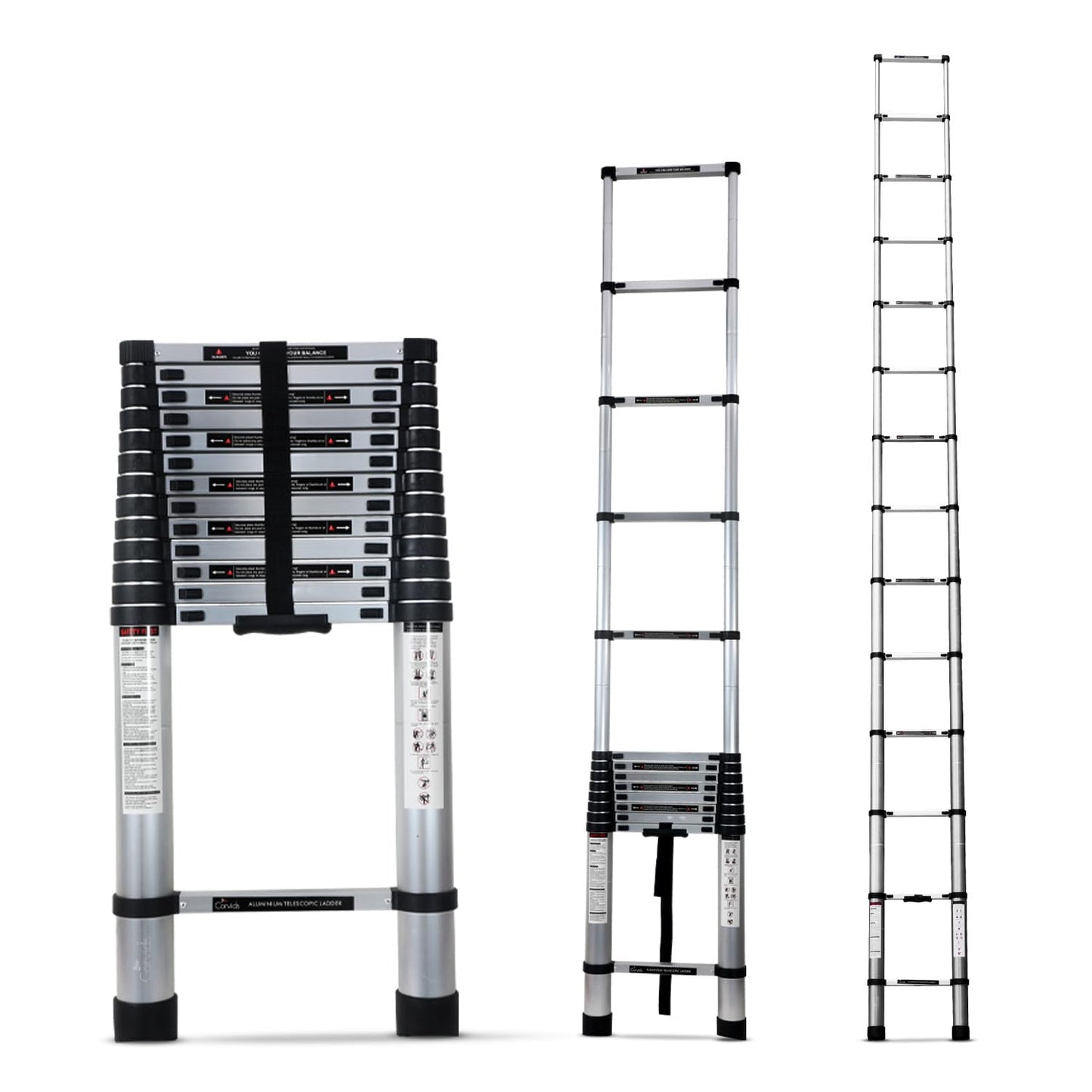 Corvids 3.2m (10.5 feet) Portable & Compact Aluminum Telescopic Ladder | 2-Year Warranty | EN131 Certified 11-Steps Foldable Multipurpose Step Ladder for Home & Outdoor use