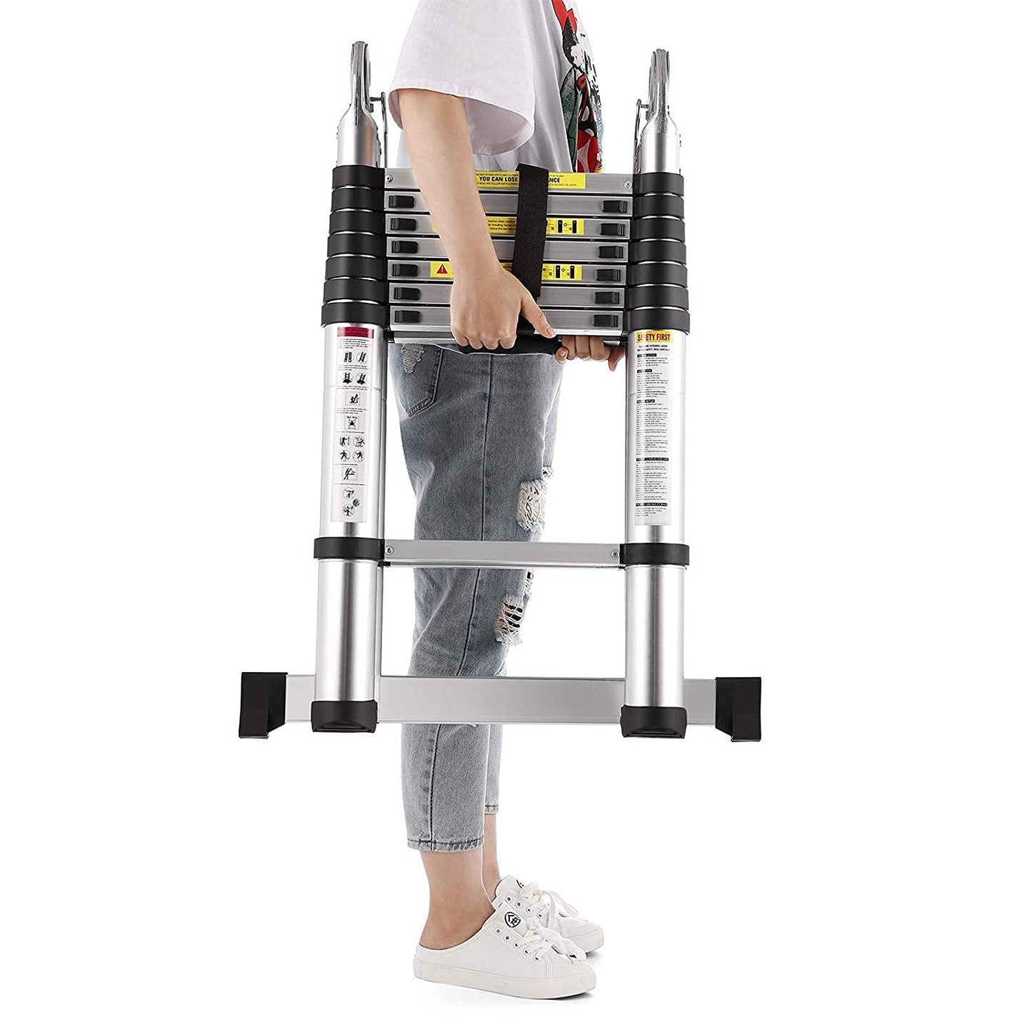 Corvids 3.2m (10.5 feet) Portable & Compact Aluminum Telescopic Ladder | 2-Year Warranty | EN131 Certified 11-Steps Foldable Multipurpose Step Ladder for Home & Outdoor use