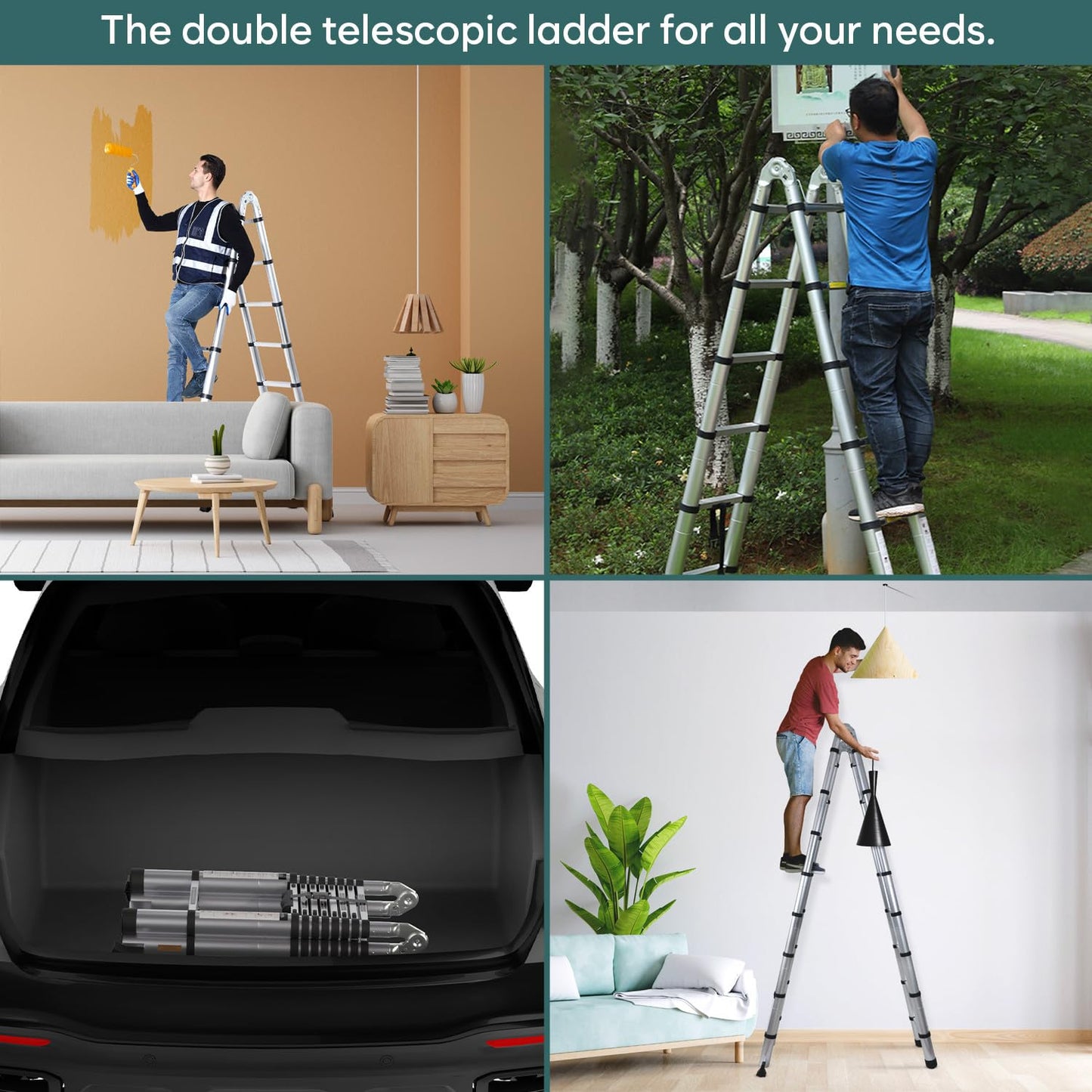 Corvids 3.2m (10.5 feet) Portable & Compact Aluminum Telescopic Ladder | 2-Year Warranty | EN131 Certified 11-Steps Foldable Multipurpose Step Ladder for Home & Outdoor use