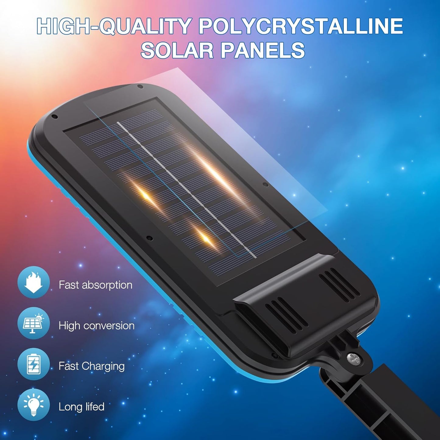 OKPRO Solar Lights for Outside - 8000LM Solar Street Lights Outdoor Motion Sensor with Remote Control, Solar Flood Powered Parking Lot Light, IP66 Waterproof Solar Security Lamp for Yard, Path (4PCS)