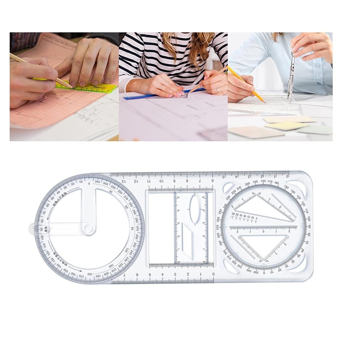 Jashgop Multifunctional Geometric Ruler Mathematics Drawing Template for Woodworking Style A | 1 Multifunctional Geometric Ruler.