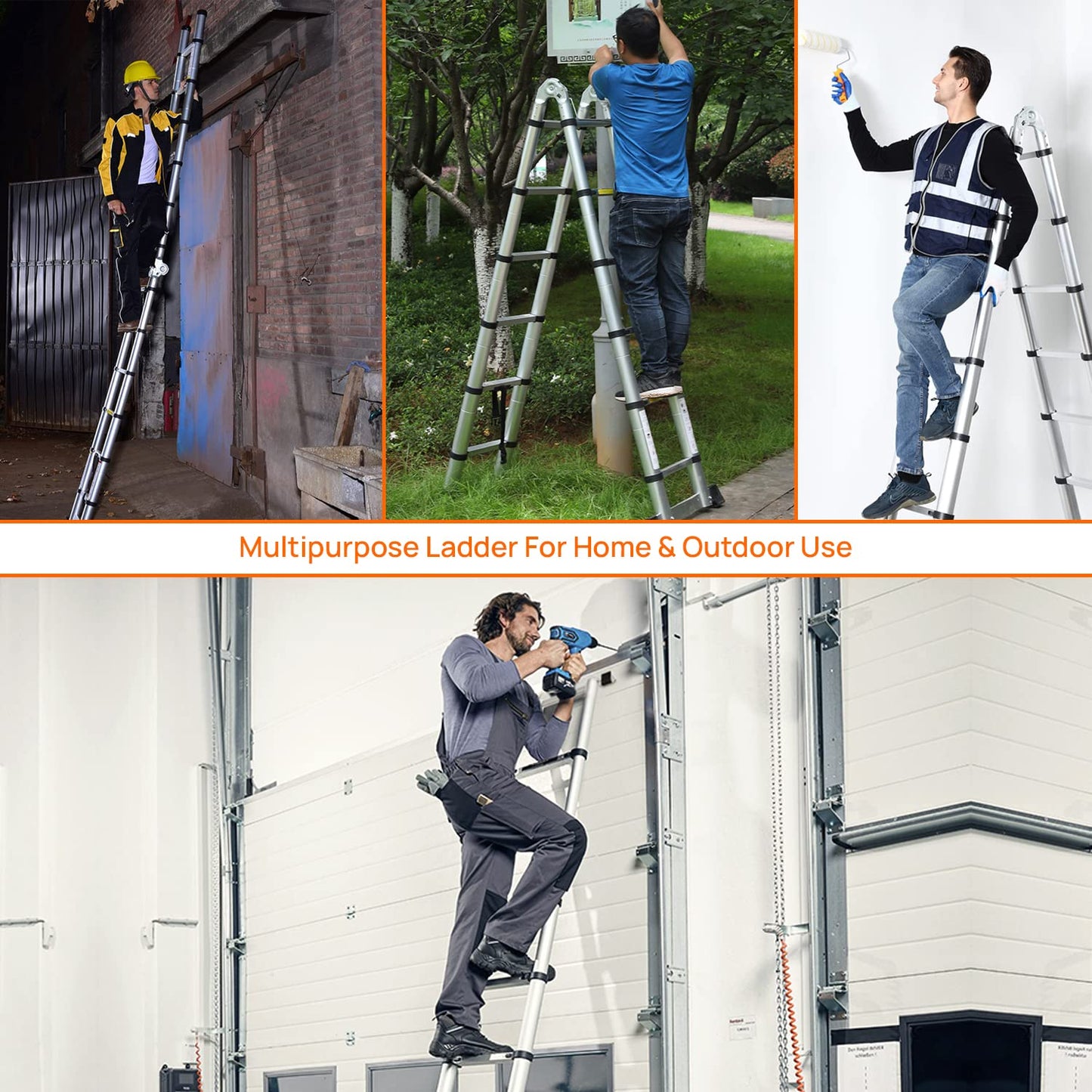 Corvids 3.2m (10.5 feet) Portable & Compact Aluminum Telescopic Ladder | 2-Year Warranty | EN131 Certified 11-Steps Foldable Multipurpose Step Ladder for Home & Outdoor use