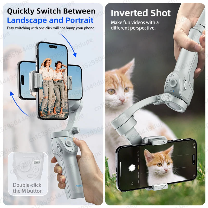 TOKQI M01 Handheld 3-Axis Gimbal Phone Holder Anti Shake Video Record Stabilizer for Xiaomi iPhone Cellphone Smartphone