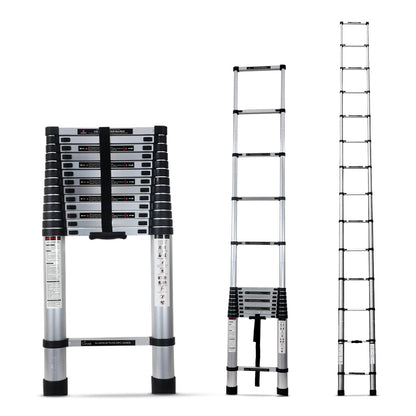 Corvids 3.2m (10.5 feet) Portable & Compact Aluminum Telescopic Ladder | 2-Year Warranty | EN131 Certified 11-Steps Foldable Multipurpose Step Ladder for Home & Outdoor use