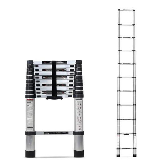 Corvids 3.2m (10.5 feet) Portable & Compact Aluminum Telescopic Ladder | 2-Year Warranty | EN131 Certified 11-Steps Foldable Multipurpose Step Ladder for Home & Outdoor use