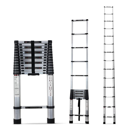 Corvids 3.2m (10.5 feet) Portable & Compact Aluminum Telescopic Ladder | 2-Year Warranty | EN131 Certified 11-Steps Foldable Multipurpose Step Ladder for Home & Outdoor use