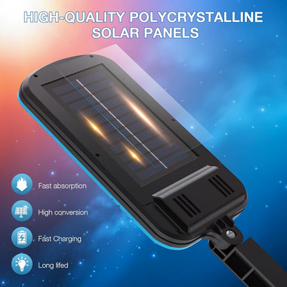OKPRO Solar Lights for Outside - 8000LM Solar Street Lights Outdoor Motion Sensor with Remote Control, Solar Flood Powered Parking Lot Light, IP66 Waterproof Solar Security Lamp for Yard, Path (4PCS)