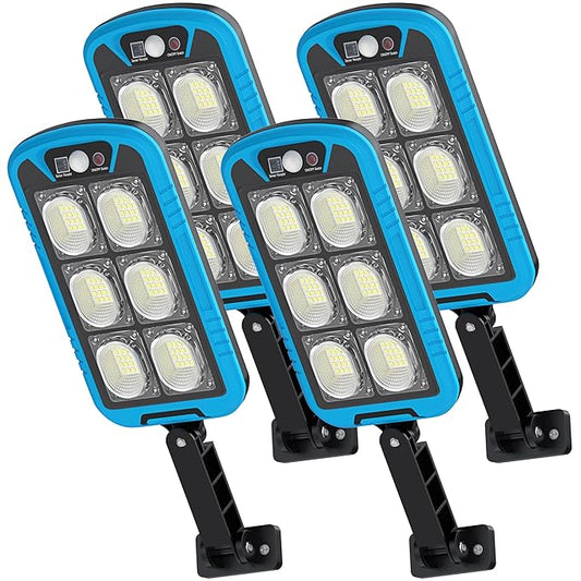 OKPRO Solar Lights for Outside - 8000LM Solar Street Lights Outdoor Motion Sensor with Remote Control, Solar Flood Powered Parking Lot Light, IP66 Waterproof Solar Security Lamp for Yard, Path (4PCS)