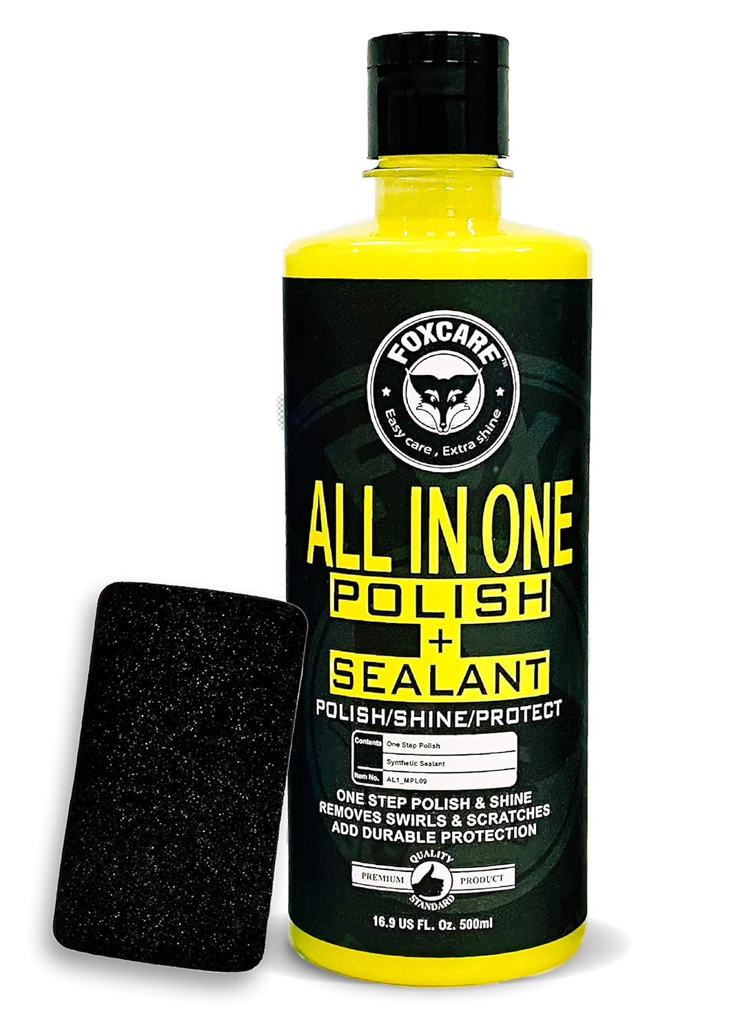 Foxcare All in One Polish + Sealant, Multipurpose Car & Bike Polish Also Suitable for Dashboard, Restores Faded Plastic & Fibre - 500ml